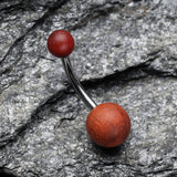 Detail View 2 of Organic Cherry Wood Belly Button Ring-Orange/Brown