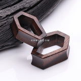 Detail View 3 of A Pair of Tiger Ebony Wood Casket Double Flared Tunnel Plug