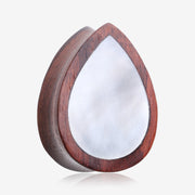 A Pair of Rosewood Bali Mother of Pearl Inlay Teardrop Double Flared Plug