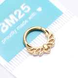 Detail View 4 of Golden Divine Leaflet Steel Clicker Hoop Ring