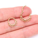 Detail View 3 of Golden Divine Leaflet Steel Clicker Hoop Ring