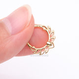 Detail View 2 of Golden Divine Leaflet Steel Clicker Hoop Ring