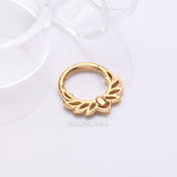 Detail View 1 of Golden Divine Leaflet Steel Clicker Hoop Ring
