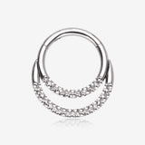 Implant Grade Titanium Hammered Accent Double Loop Clicker Hoop Ring