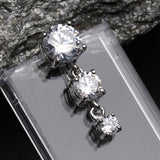 Detail View 2 of Brilliant Sparkle Cascading Gem Reverse Belly Button Ring-Clear Gem