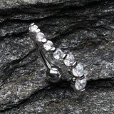 Detail View 2 of Grand Journey Sparkle Reverse Belly Button Ring-Clear Gem
