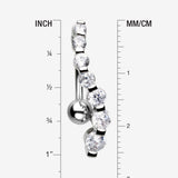 Detail View 1 of Grand Journey Sparkle Reverse Belly Button Ring-Clear Gem
