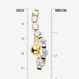 Detail View 1 of Golden Journey Sparkle Reverse Belly Button Ring-Clear Gem