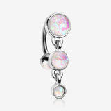 Opalescent Sparkle Triple Gem Reverse Belly Button Ring