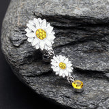 Detail View 2 of Beach Sunflower Reverse Belly Button Ring-Yellow