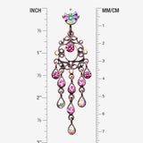 Detail View 1 of Vintage Boho Chandelier Reverse Belly Button Ring-Copper/Aurora Borealis/Fuchsia
