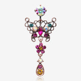Vintage Boho Glistening Butterfly Flower Reverse Belly Button Ring