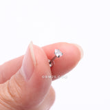 Detail View 2 of Teardrop Prong Set Sparkle Top Internally Threaded Labret Flat Back Stud-Clear Gem