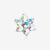 Spring Sparkle Flower Dermal Anchor Top-Aurora Borealis