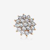 Rose Gold Grand Sparkle Flower Dermal Anchor Top-Clear Gem
