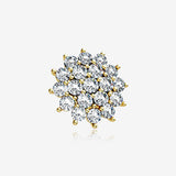 Golden Grand Sparkle Flower Dermal Anchor Top