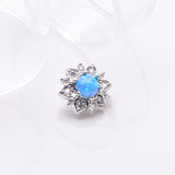 Detail View 1 of Fire Opal Flower Love Sparkle Dermal Anchor Top-Blue Opal