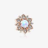 Rose Gold Fire Opal Flower Love Sparkle Dermal Anchor Top