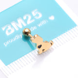 Detail View 4 of Golden Puppy Dog with Black Heart Accent Cartilage Tragus Barbell Stud