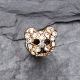 Detail View 2 of Golden Bear Cub Multi-Gem Cartilage Earring-Clear Gem/Black