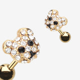 Detail View 1 of Golden Bear Cub Multi-Gem Cartilage Earring-Clear Gem/Black