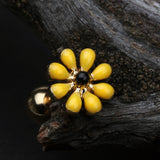 Detail View 1 of Golden Spring Blossom Flower Cartilage Tragus Earring-Yellow/Black