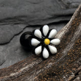 Detail View 1 of Blackline Spring Blossom Flower Cartilage Tragus Earring-Black/White/Yellow