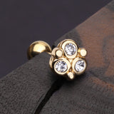 Detail View 1 of Golden Trinity Sparkle Cartilage Tragus Stud Earring-Clear Gem
