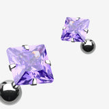 Detail View 1 of Square Gem Crystal Cartilage Earring-Tanzanite