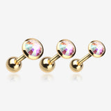 Detail View 1 of Golden Gem Sparkle Cartilage Tragus Earring-Aurora Borealis