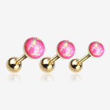 Detail View 1 of Golden Opal Sparkle Cartilage Tragus Earring-Pink