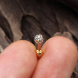 Detail View 1 of Golden Pave Sparkle Full Dome Cartilage Tragus Earring-Aurora Borealis