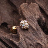 Detail View 2 of Golden Pave Sparkle Full Dome Cartilage Tragus Earring-Aurora Borealis