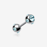 Double Aurora Gem Ball Steel Cartilage Tragus Barbell