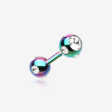Colorline PVD Double Aurora Gem Ball Steel Cartilage Tragus Barbell