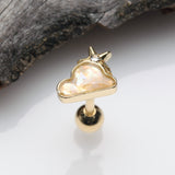 Detail View 1 of Golden Pearl Cloud Sparkle Star Cartilage Tragus Stud