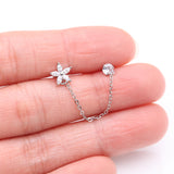 Detail View 2 of Chainlink Grand Flower Gem Sparkle Cartilage Barbell Stud-Clear Gem 