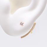 Detail View 1 of Golden Sparkle Journey Curve Ear Jacket Cartilage Barbell Earring-Clear Gem