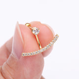 Detail View 2 of Golden Sparkle Journey Curve Ear Jacket Cartilage Barbell Earring-Clear Gem