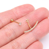 Detail View 3 of Golden Sparkle Journey Curve Ear Jacket Cartilage Barbell Earring-Clear Gem