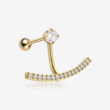 Golden Sparkle Journey Curve Ear Jacket Cartilage Barbell Earring