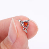 Detail View 2 of Tailed Devil's Heart Sparkle Cartilage Barbell Earring-Red