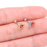 Detail View 3 of Tailed Devil's Heart Sparkle Cartilage Barbell Earring-Red
