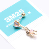 Detail View 4 of Golden Adorable Floating Bear Heart Balloon Sparkle Cartilage Barbell Earring-Pink