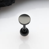Detail View 1 of Blackline Flat Circle Top Cartilage Tragus Barbell Earring