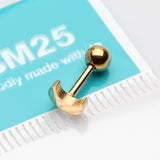 Detail View 2 of Golden Flat Crescent Moon Top Cartilage Tragus Barbell Earring