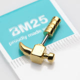 Detail View 2 of Golden Steel Hammer Cartilage Tragus Barbell Earring