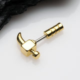 Detail View 1 of Golden Steel Hammer Cartilage Tragus Barbell Earring