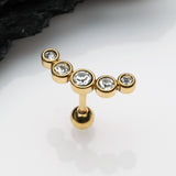 Detail View 1 of Golden Journey Sparkle Curve Cartilage Tragus Barbell Earring-Clear Gem