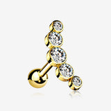 Golden Journey Sparkle Curve Cartilage Tragus Barbell Earring